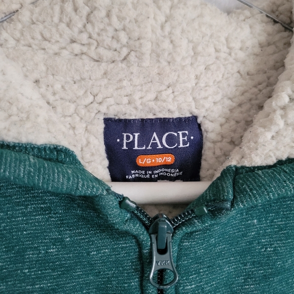 Kids Green Sherpa Lined Zip-up Hoodie Children's Place - Picture 1 of 4